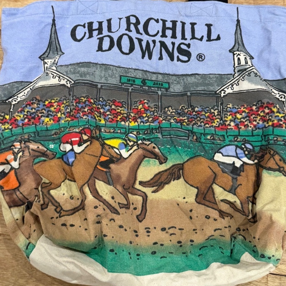 Churchill Downs Horse Racing Canvas Tote Bag from Kentucky Derby - Picture 3 of 4